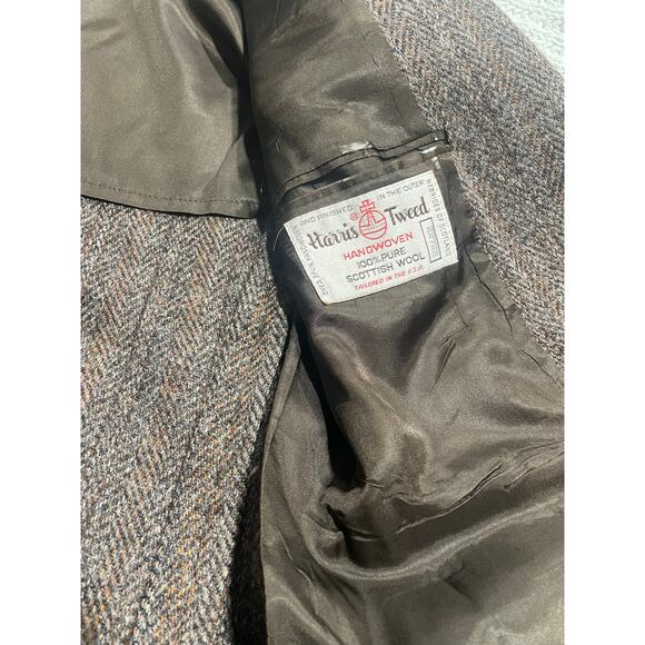 VTG Harris Tweed 2 Button Blazer Herringbone Mens Sz 38 Handwoven Scottish Wool - Picture 11 of 14